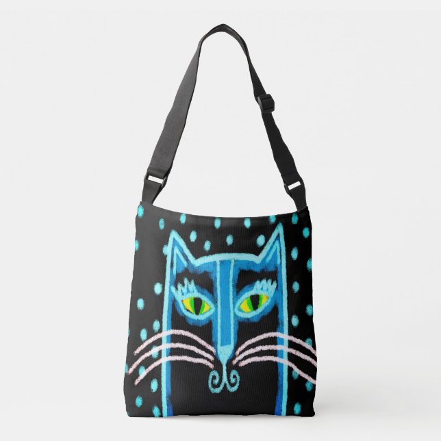 Funky Black Cat Tote Bag Tragetaschen Mit Langen Trägern (Vorderseite)