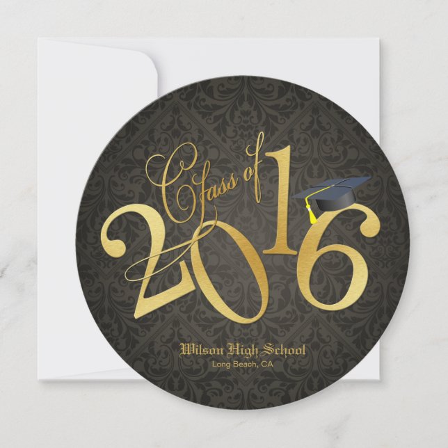 Funky Black & Gold Class 2016 Abschluss Einladung (Vorderseite)