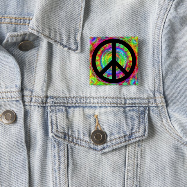 Funky Black Peace Sign Button (Beispiel)