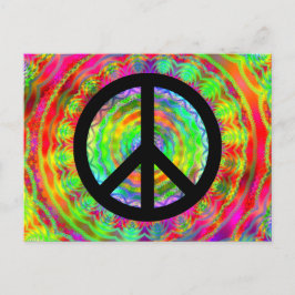 Funky Black Peace Sign Postkarte