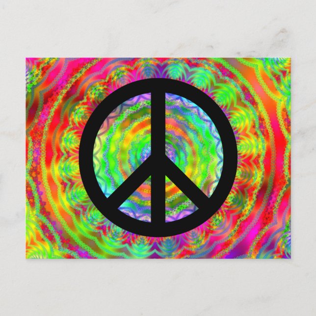 Funky Black Peace Sign Postkarte (Vorderseite)