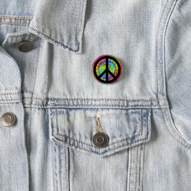 Funky Black Peace Zeichen Button (Beispiel)