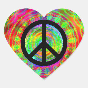 Funky Black Peace Zeichen Herz-Aufkleber