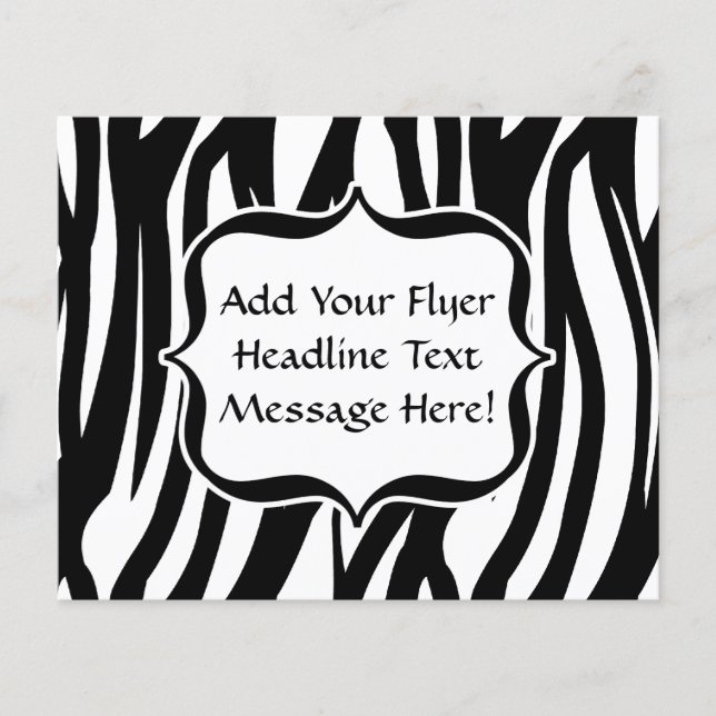 Funky Black/White Zebra Monogram Flyer (Vorne)