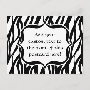 Funky Black/White Zebra Monogram Postkarte