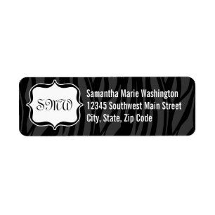Funky Black/White Zebra Monogramm