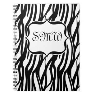 Funky Black/White Zebra Monogramm Notizblock