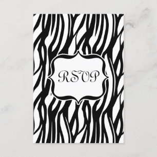 Funky Black/White Zebra Monogramm RSVP Karte