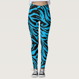 Funky blaue Zebra-Druck-Leggings Leggings