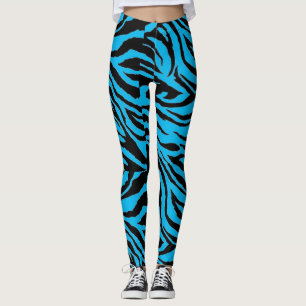 Funky blaue Zebra-Druck-Leggings Leggings