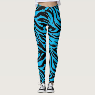 Funky blaue Zebra-Druck-Leggings Leggings