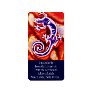 Funky blauer lila orange EidechseGecko südwestlic Adressaufkleber