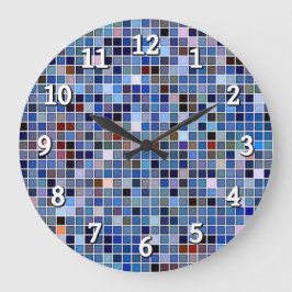 Funky Blue 'Bathroom Tiles' Große Wanduhr