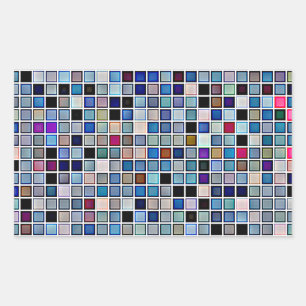 Funky Blue "Bathroom Tiles" Muster Rechteckiger Aufkleber