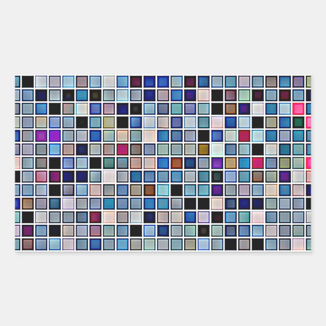 Funky Blue "Bathroom Tiles" Muster Rechteckiger Aufkleber (Vorderseite)
