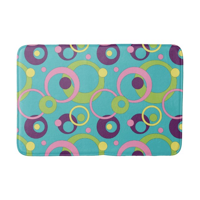 Funky Blue Circles Bath Mat Badematte (Vorderseite)
