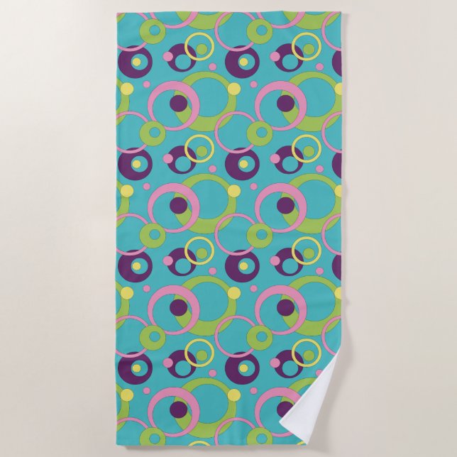 Funky Blue Circles Beach Handtuch (Vorderseite)