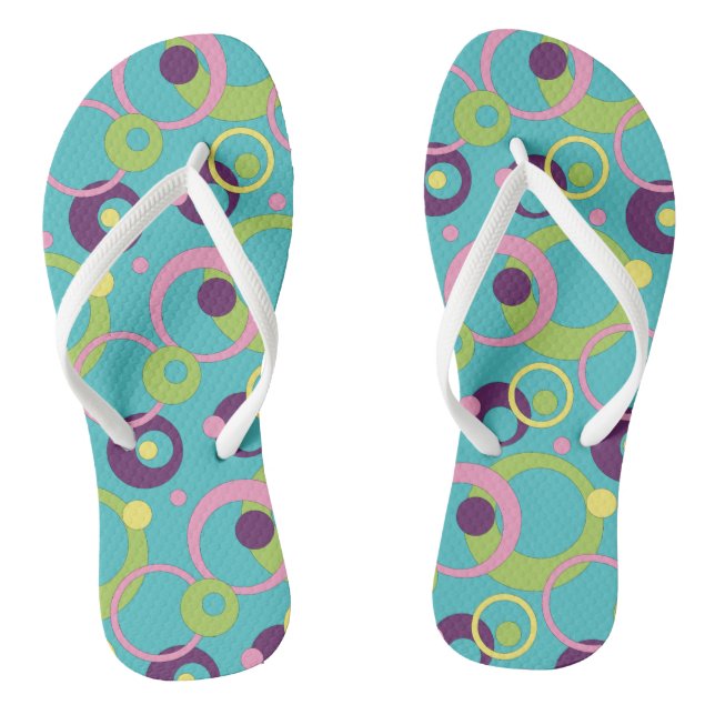 Funky Blue Circles Flip Flops (Fußbett)