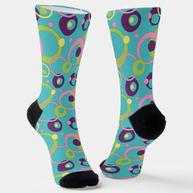Funky Blue Circles Hahnentrittmuster Socken (Gewinkelt)