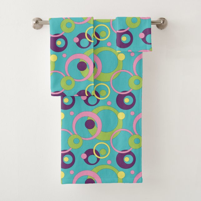 Funky Blue Circles Handtuch-Set Badhandtuch Set (Insitu)