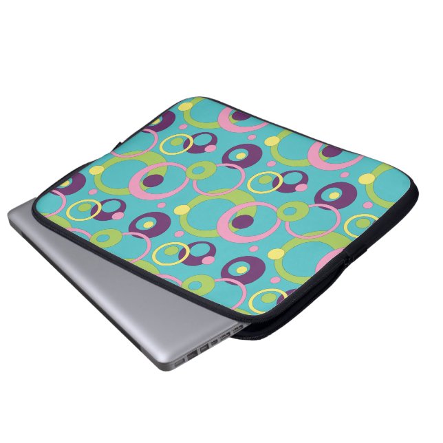 Funky Blue Circles Laptop Sleeve (Vorne Knopf)