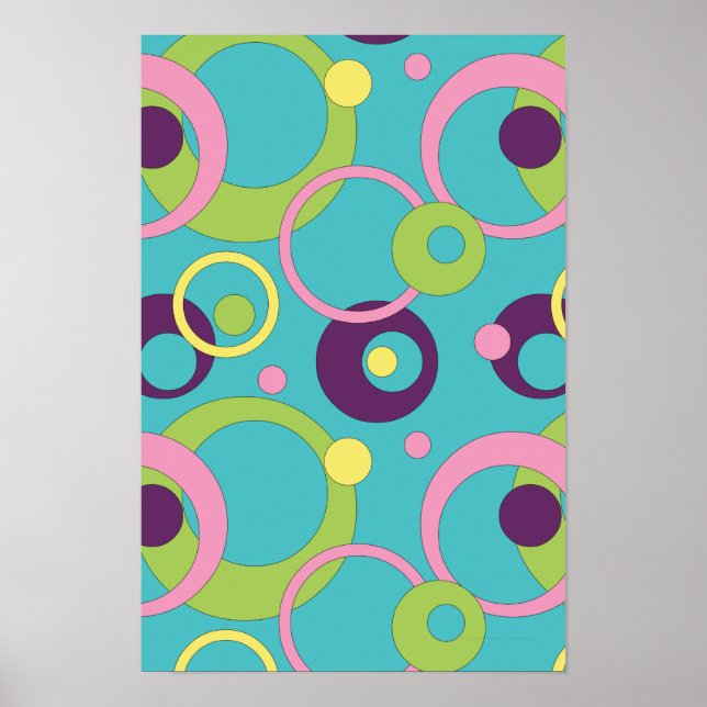 Funky Blue Circles Poster (Vorne)