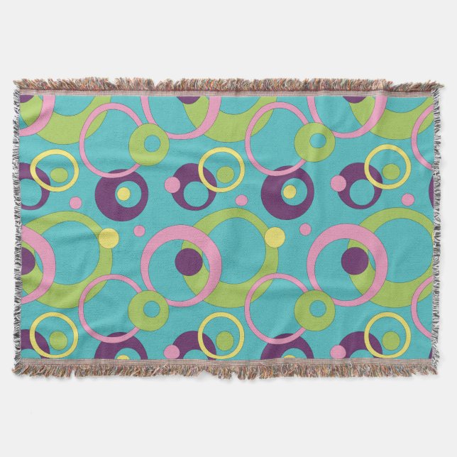 Funky Blue Circles Throw Blanket Decke (Vorderseite)