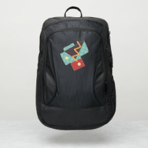 Funky Blue Gold Red Geometric Blocks POP ART