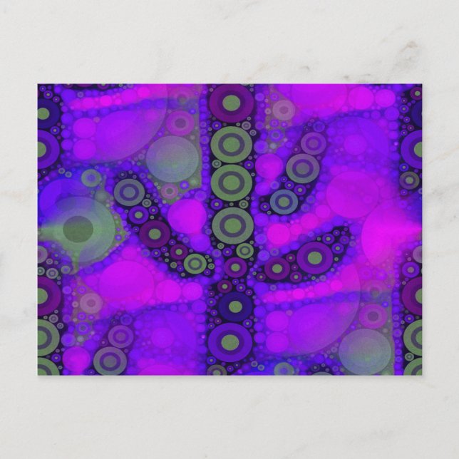 Funky Blue Lila Saguaro Cactus Mosaic Postkarte (Vorderseite)