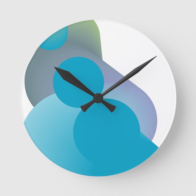Funky blue modern design runde wanduhr (Vorderseite)