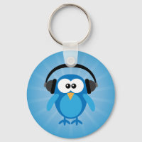 Funky Blue Retro-Schüssel mit Kopfhörern