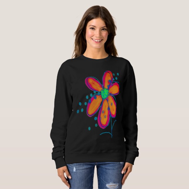 Funky Blume Abstrakte Kunst zu tragen Sweatshirt (Vorne ganz)