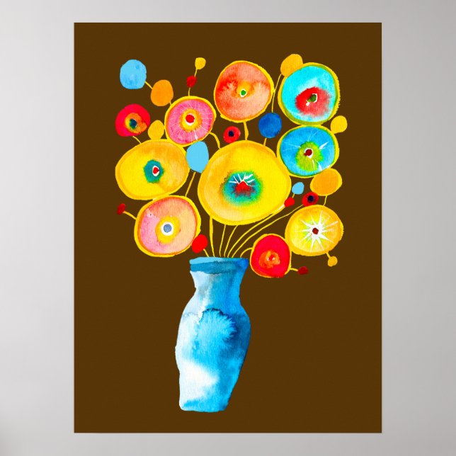 Funky Blume Aquarellkunst Poster (Vorne)