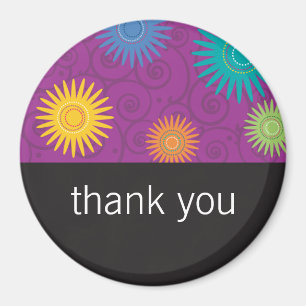 Funky Blume auf Lila Magnet