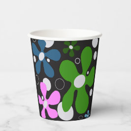 Funky Blume in Grün, Rosa und Blau Pappbecher