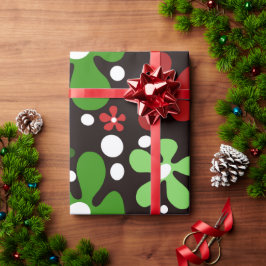 Funky Blume in rot und grün Geschenkpapier