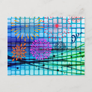 Funky Blume Light Rays Abstraktes Design Postkarte
