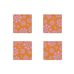 Funky-Blume-Magnete für orange und rosa Retro Steinmagnet
