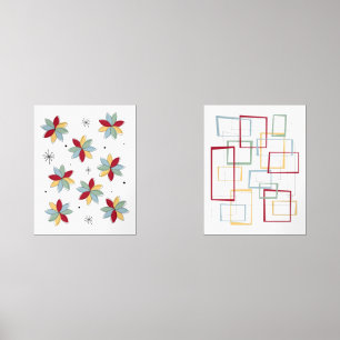 Funky Blume und Rahmen Mitte des 20. Bilderwand Sets