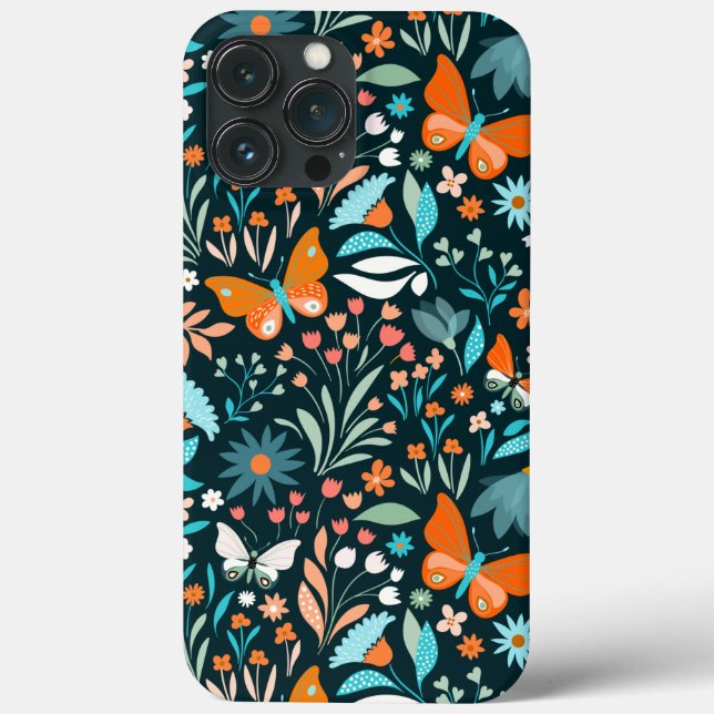 Funky Blume und Schmetterlinge Case-Mate iPhone Hülle (Rückseite)