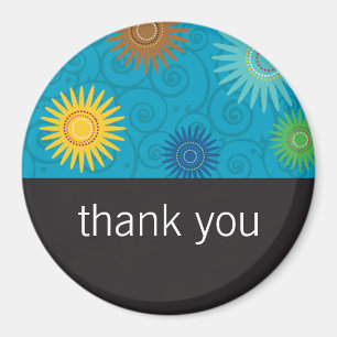 Funky Blumen auf Aqua-Magneten Magnet