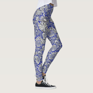 Funky Blumen in den mutigen blauen und grauen Leggings