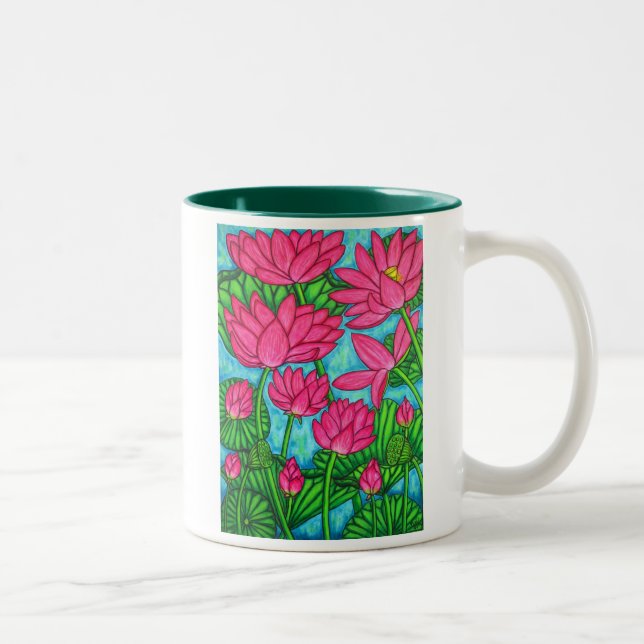 Funky Blumen - Lotos-Kaffee-Tasse Zweifarbige Tasse (Rechts)