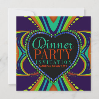 Funky Bohemisch Dinner Party Blue Green Einladung
