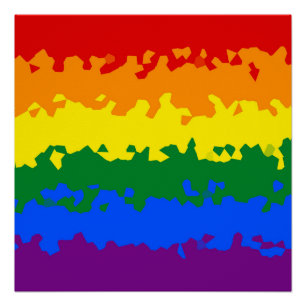 Funky Boho Abstrakte Schwule Regenbogen-Mosaik-Pri Poster