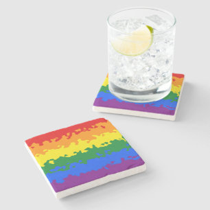 Funky Boho Abstrakte Schwule Regenbogen-Mosaik-Pri Steinuntersetzer
