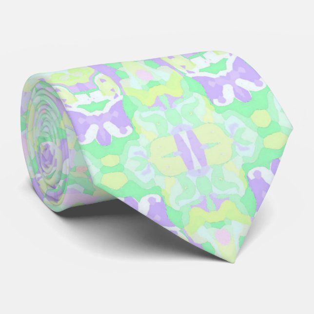 Funky Boho Eclectic Pastel Trippy Hippie Mandala Krawatte (Gerollt)