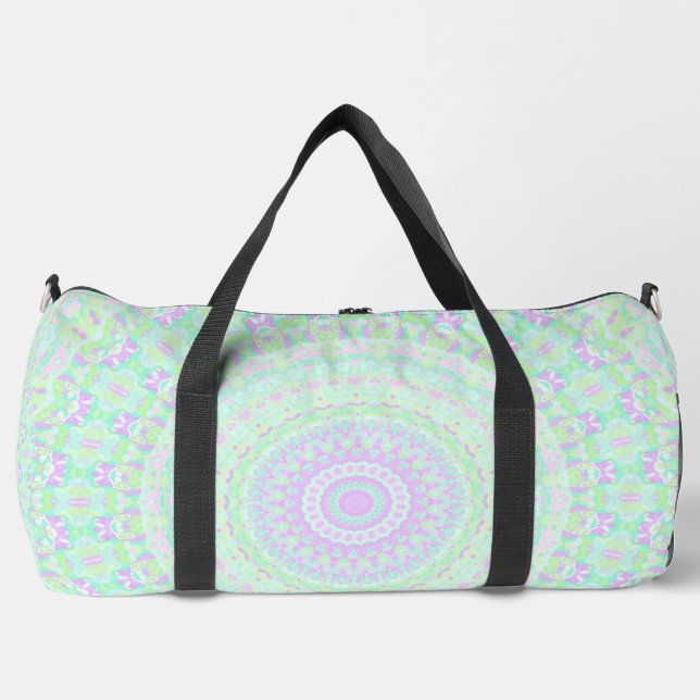 Funky Boho Mute Pastel Trippy Hippie Mandala Duffle Bag (Vorderseite)