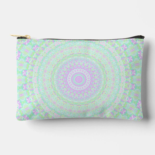 Funky Boho Mute Pastel Trippy Hippie Mandala Zubehörtasche (Vorderseite)