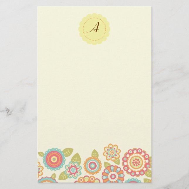 Funky Boho Retro Blume Wedding Briefpapier (Vorderseite)